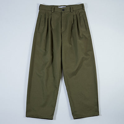 Quad Pleat Pant Green Cotton